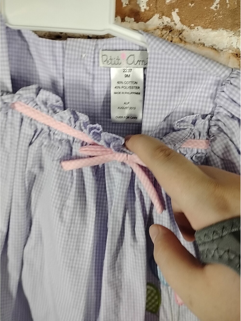 Vintage NWT Petit Ami Gingham Pink Purple Party Balloon Dress With Bloomers 9M - Picture 4 of 5